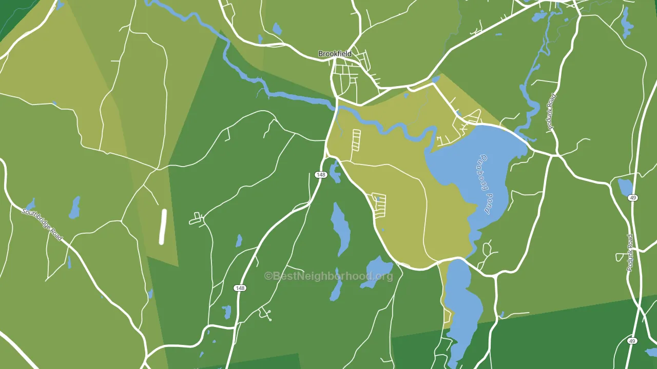Brookfield, MA block-group voter-turnout map