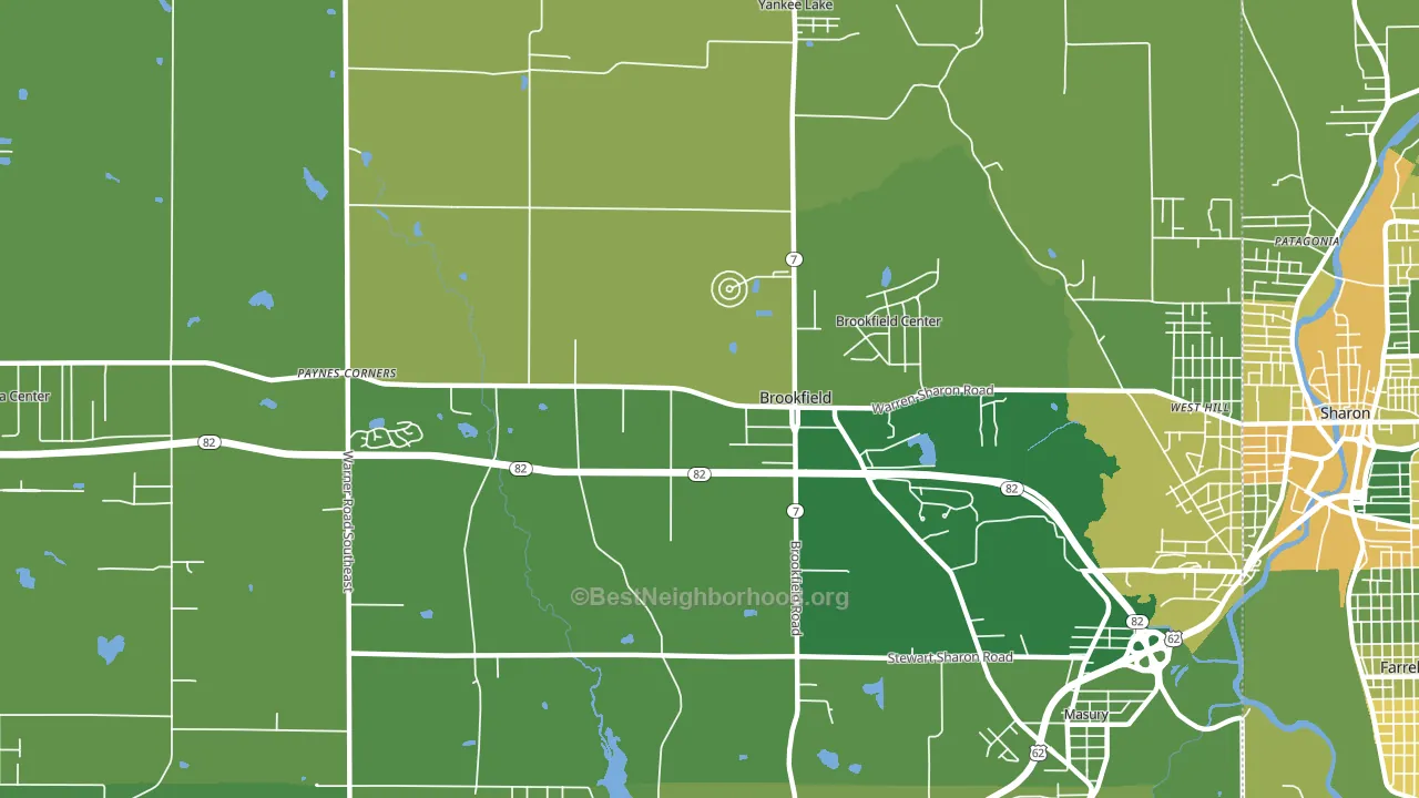 Brookfield, OH block-group voter-turnout map