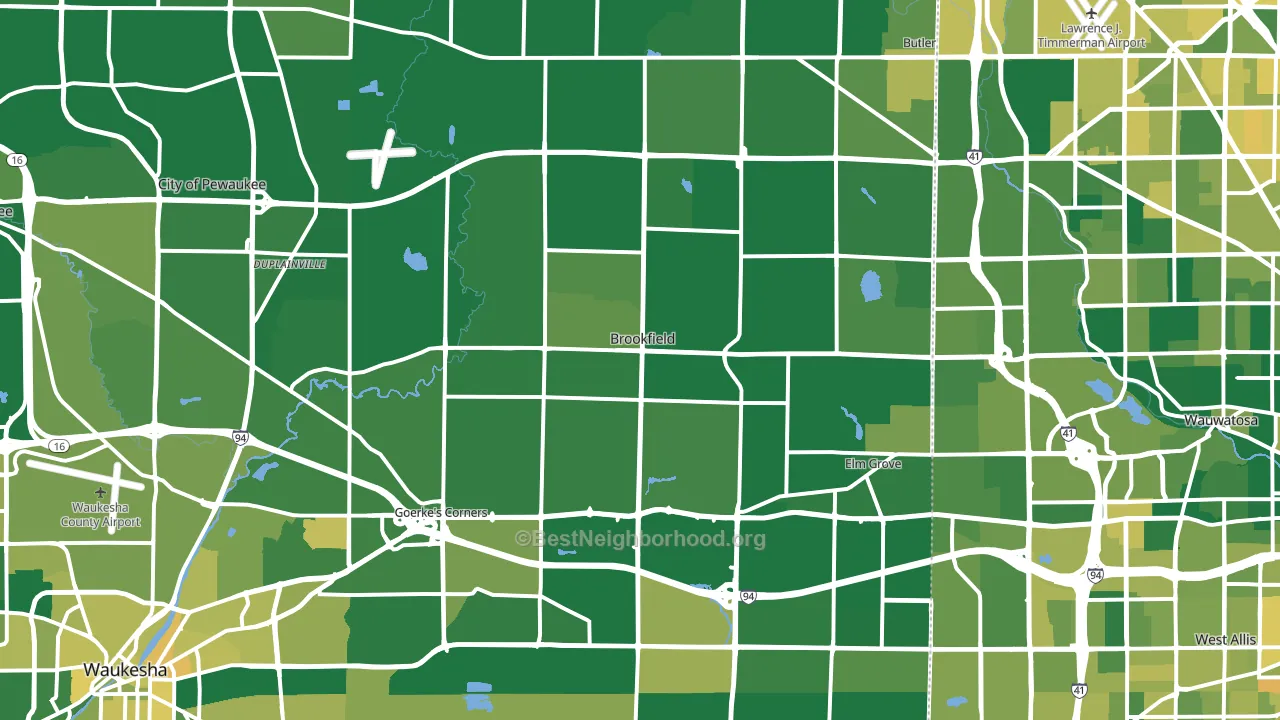 Brookfield, WI block-group voter-turnout map