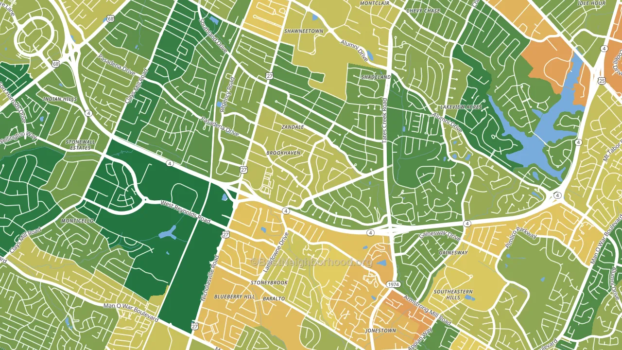 Brookhaven-Lansdowne, Lexington, KY block-group voter-turnout map