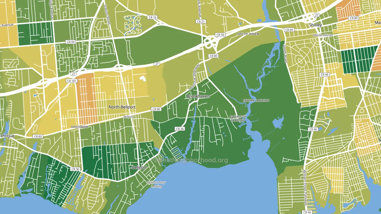 Brookhaven, NY block-group voter-turnout map