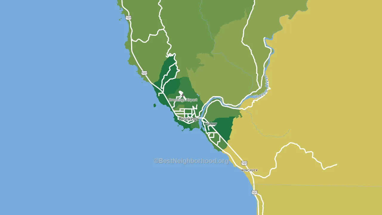 Brookings, OR block-group voter-turnout map