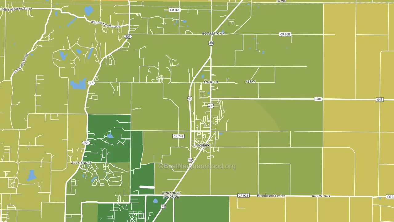 Brookland, AR block-group voter-turnout map