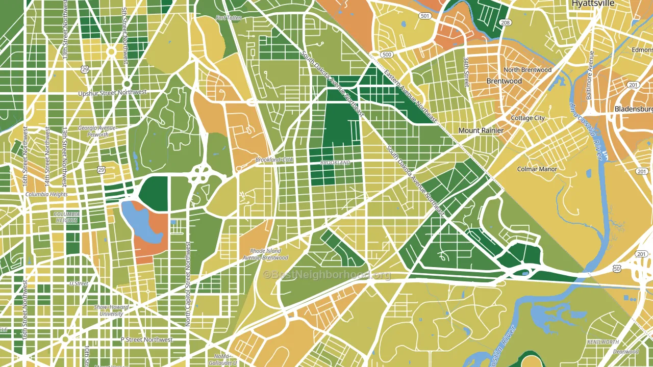 Brookland, Washington, DC block-group voter-turnout map