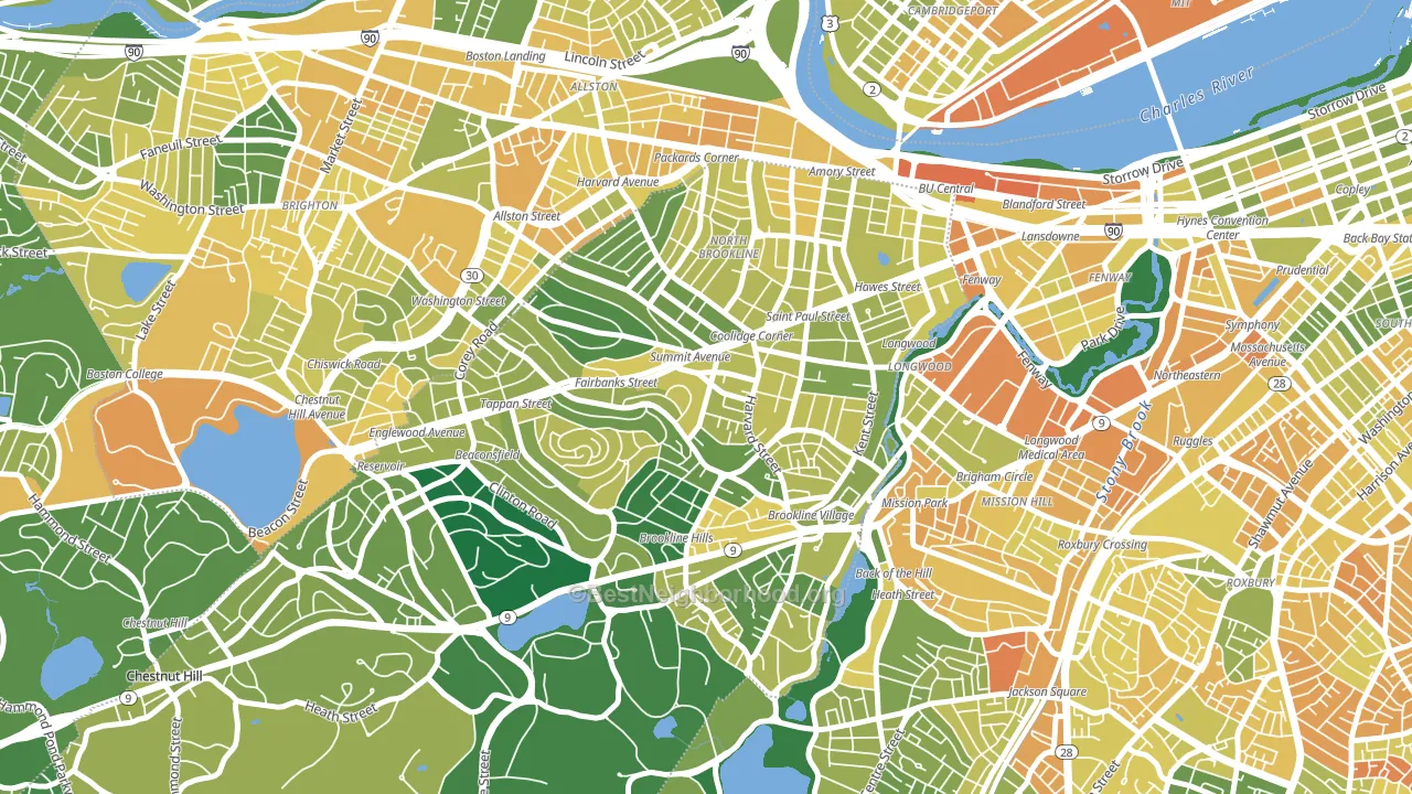 Brookline, MA block-group voter-turnout map