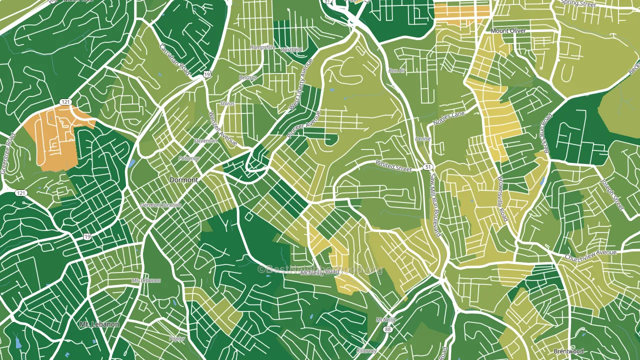 Brookline, Pittsburgh, PA block-group voter-turnout map