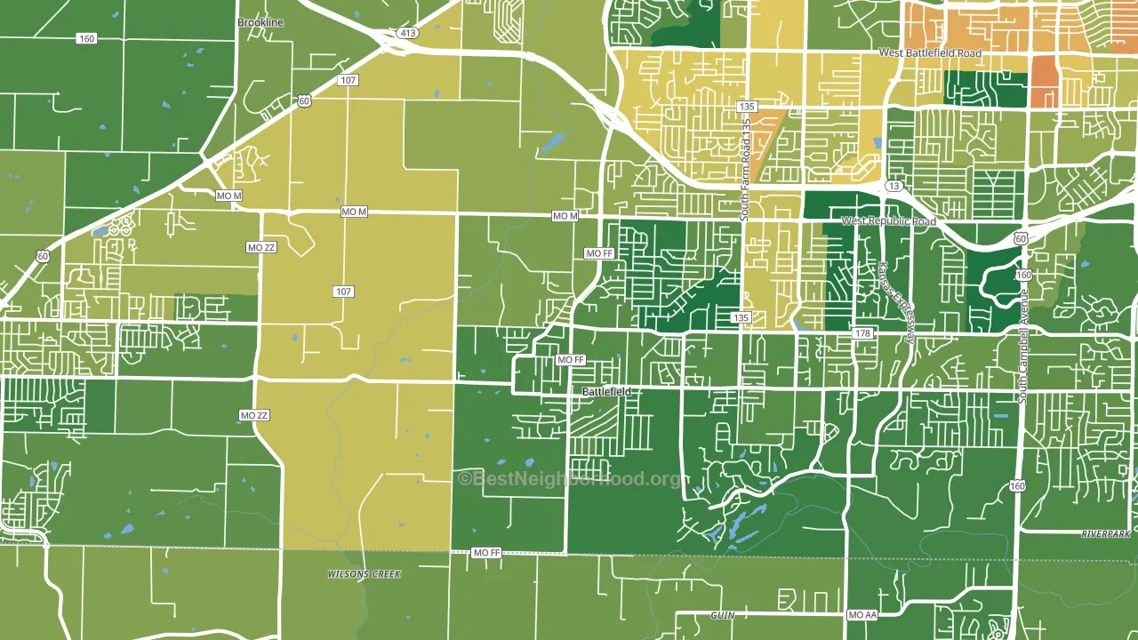 Brookline Station, MO block-group voter-turnout map