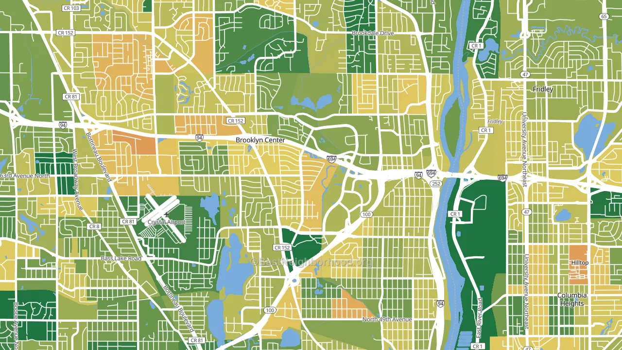 Brooklyn Center, MN block-group voter-turnout map