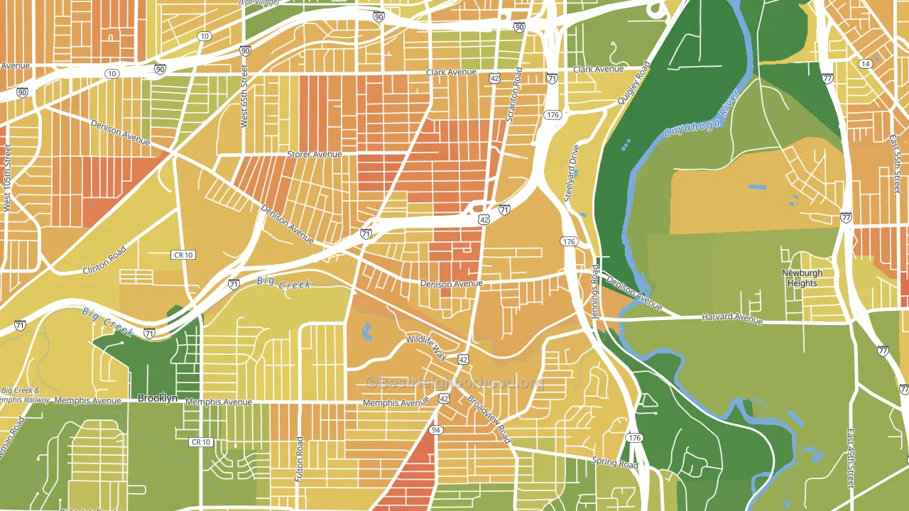 Brooklyn-Centre, Cleveland, OH block-group voter-turnout map