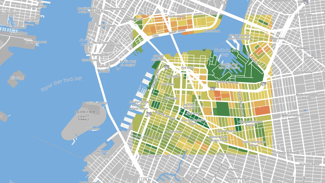 Brooklyn Heights, Brooklyn, NY block-group voter-turnout map