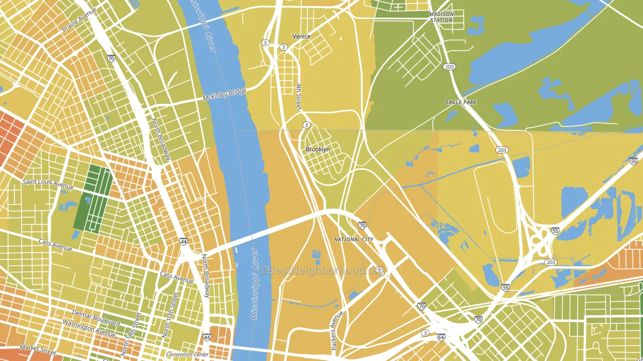 Brooklyn, IL block-group voter-turnout map
