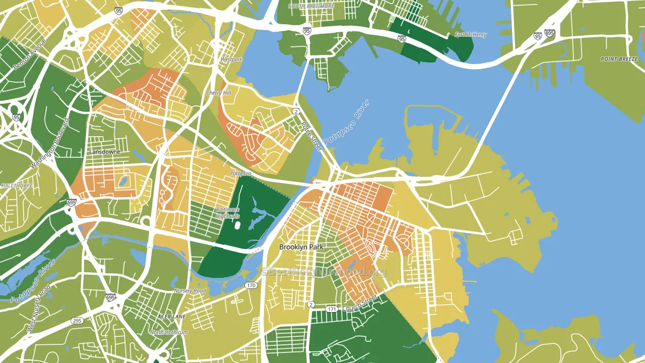Brooklyn, MD block-group voter-turnout map