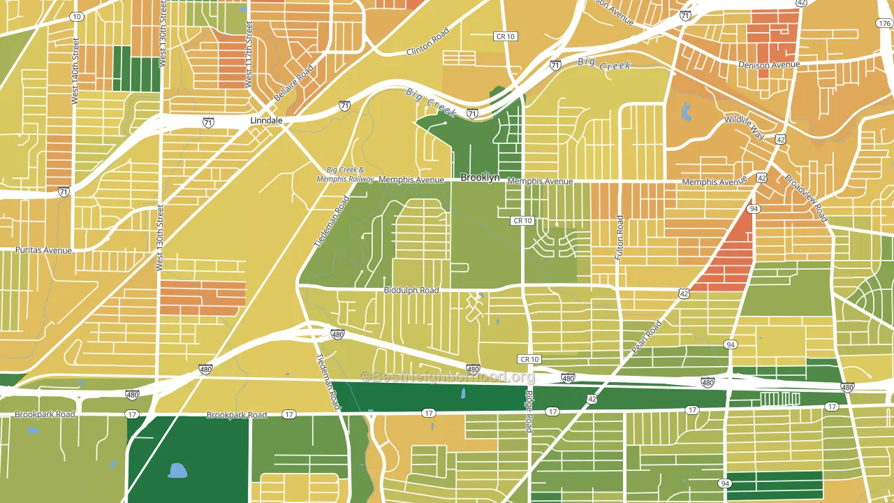 Brooklyn, OH block-group voter-turnout map