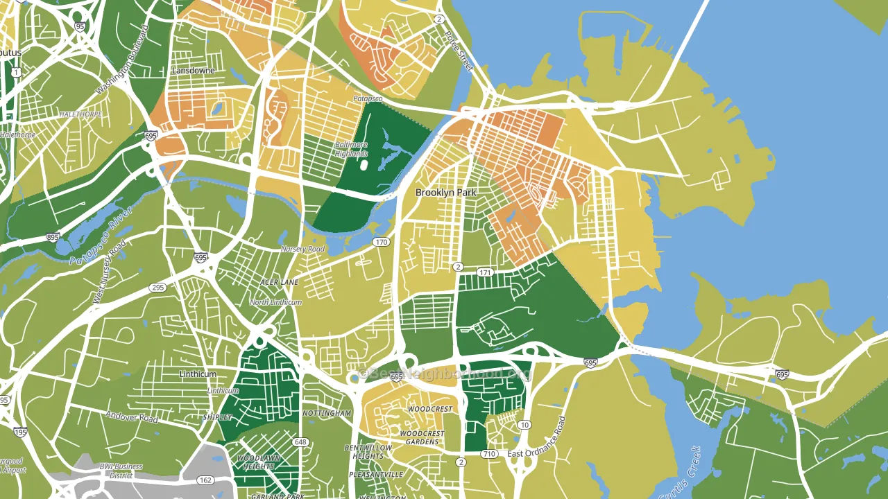 Brooklyn Park, MD block-group voter-turnout map