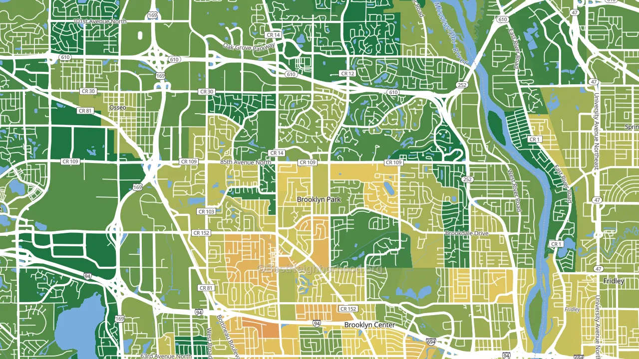 Brooklyn Park, MN block-group voter-turnout map