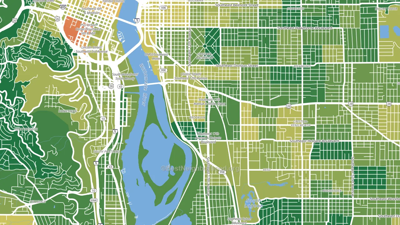 Brooklyn, Portland, OR block-group voter-turnout map