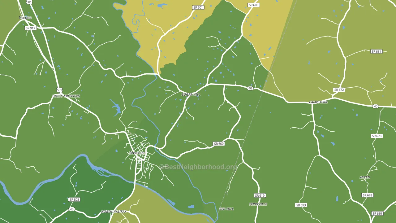 Brookneal, VA block-group voter-turnout map