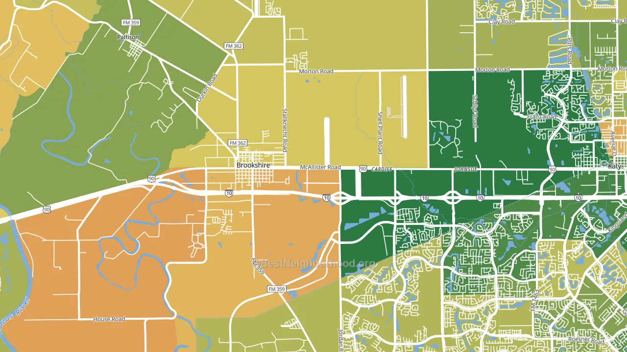 Brookshire, TX block-group voter-turnout map