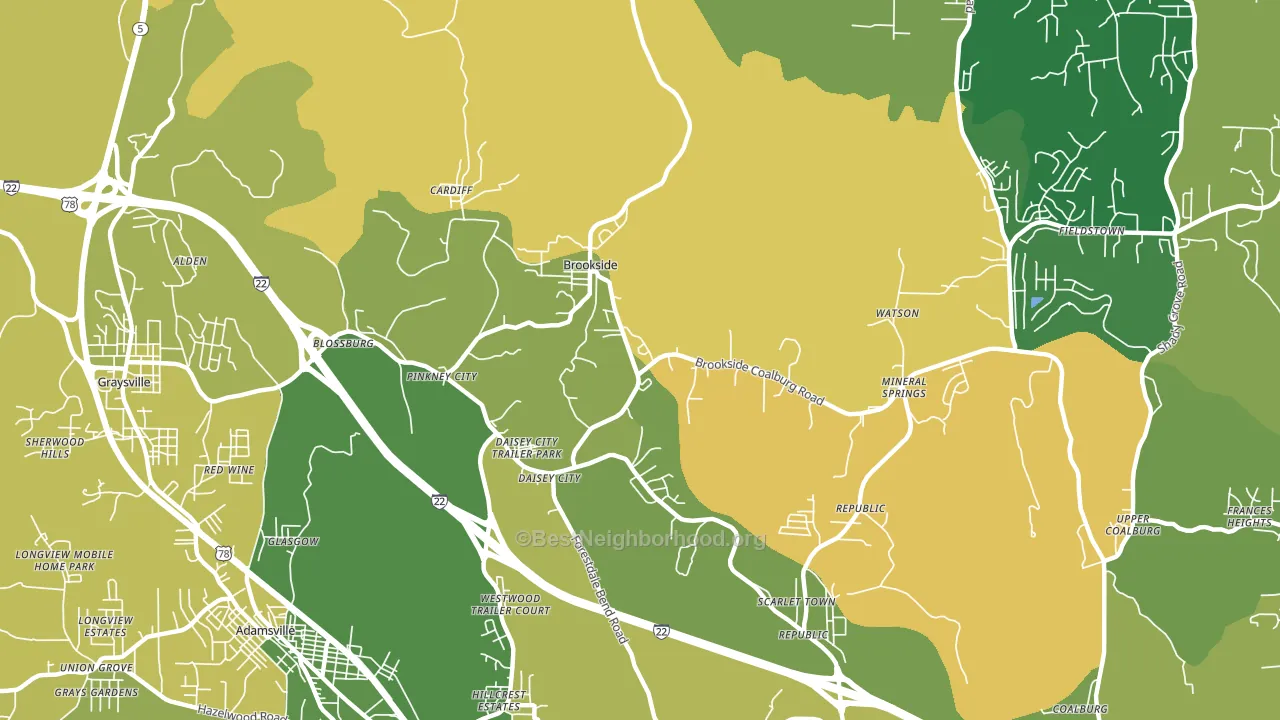 Brookside, AL block-group voter-turnout map