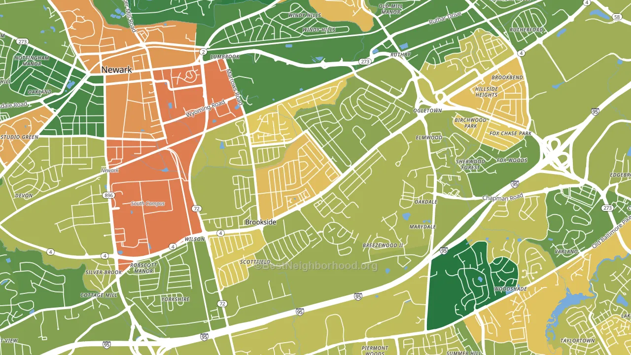 Brookside, DE block-group voter-turnout map