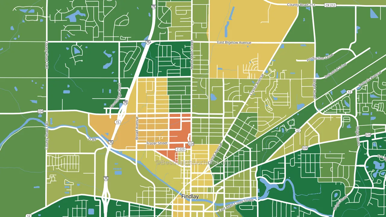 Brookside, Findlay, OH block-group voter-turnout map
