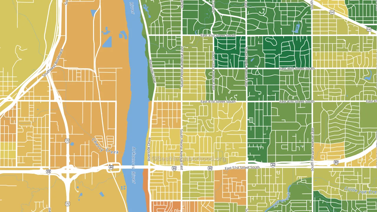 Brookside, Tulsa, OK block-group voter-turnout map