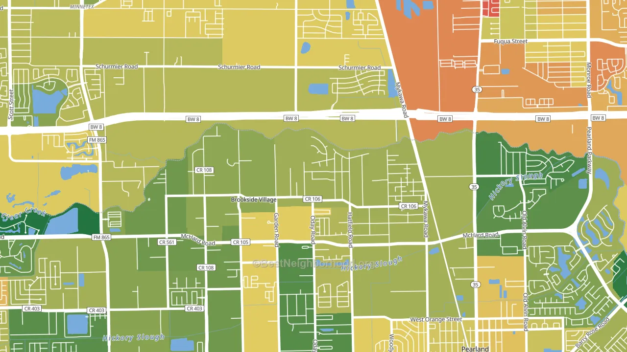 Brookside Village, TX block-group voter-turnout map
