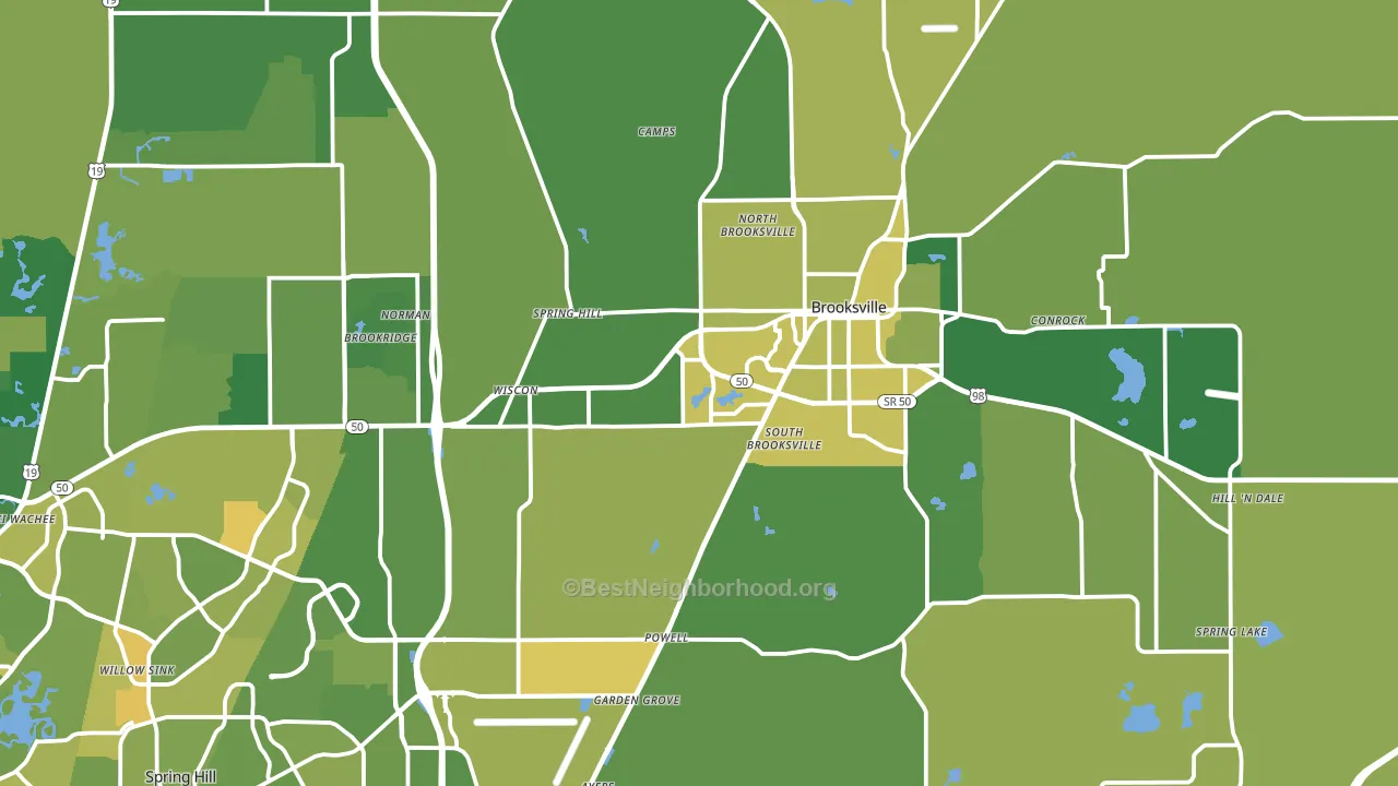 Brooksville, FL block-group voter-turnout map