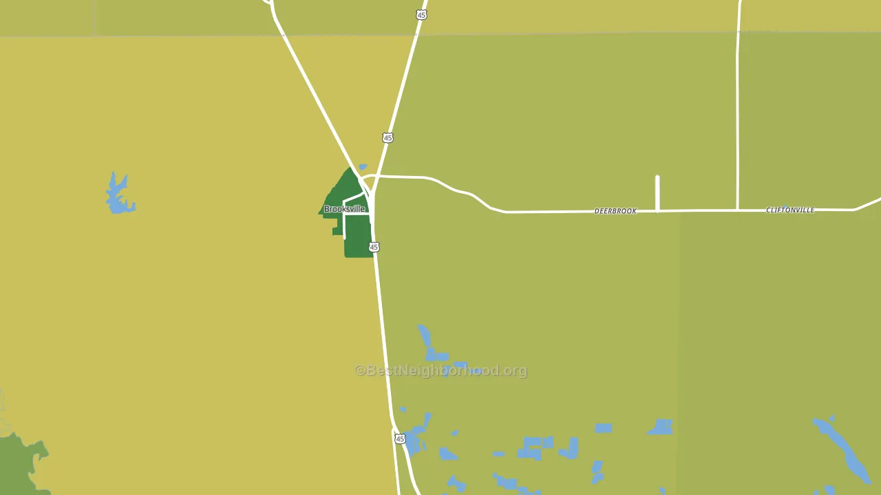 Brooksville, MS block-group voter-turnout map