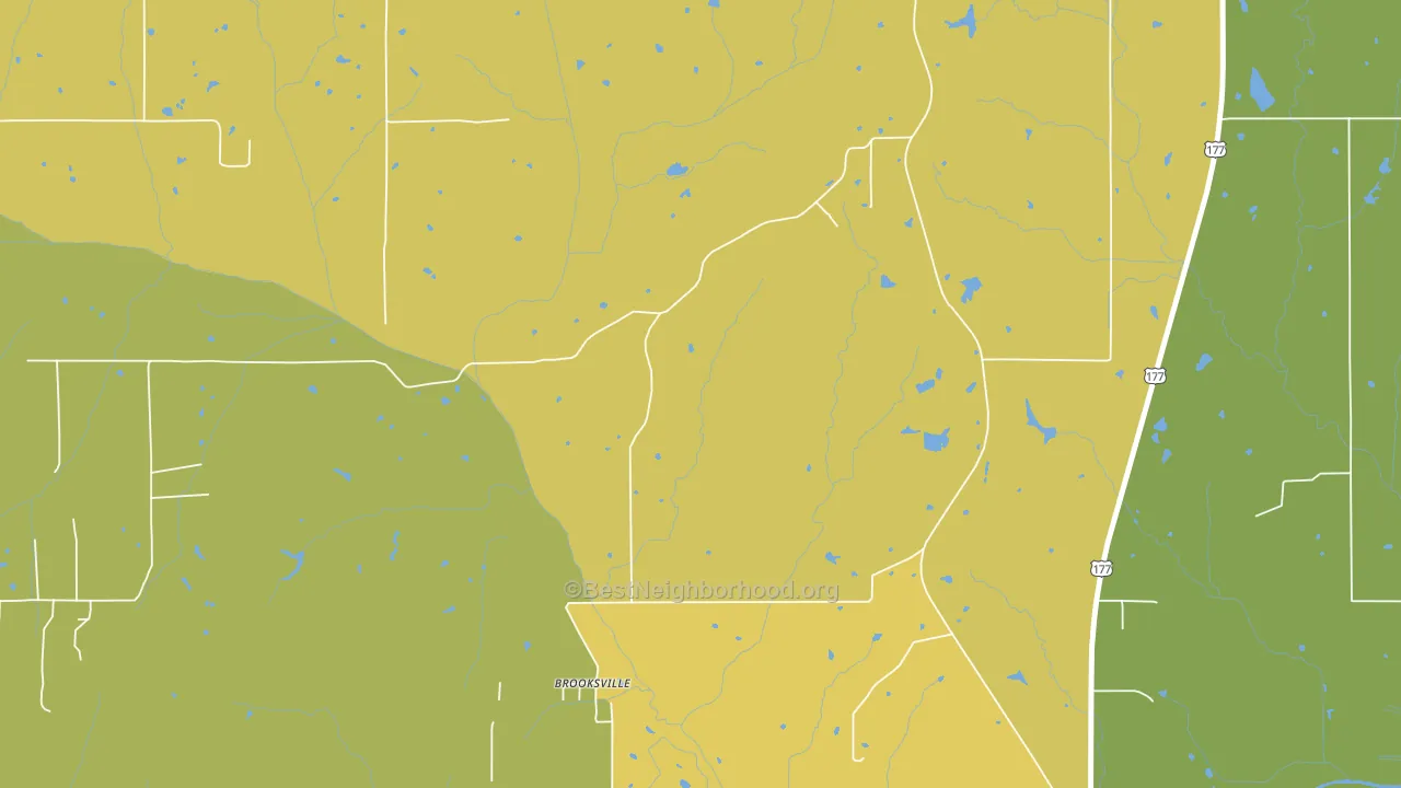 Brooksville, OK block-group voter-turnout map