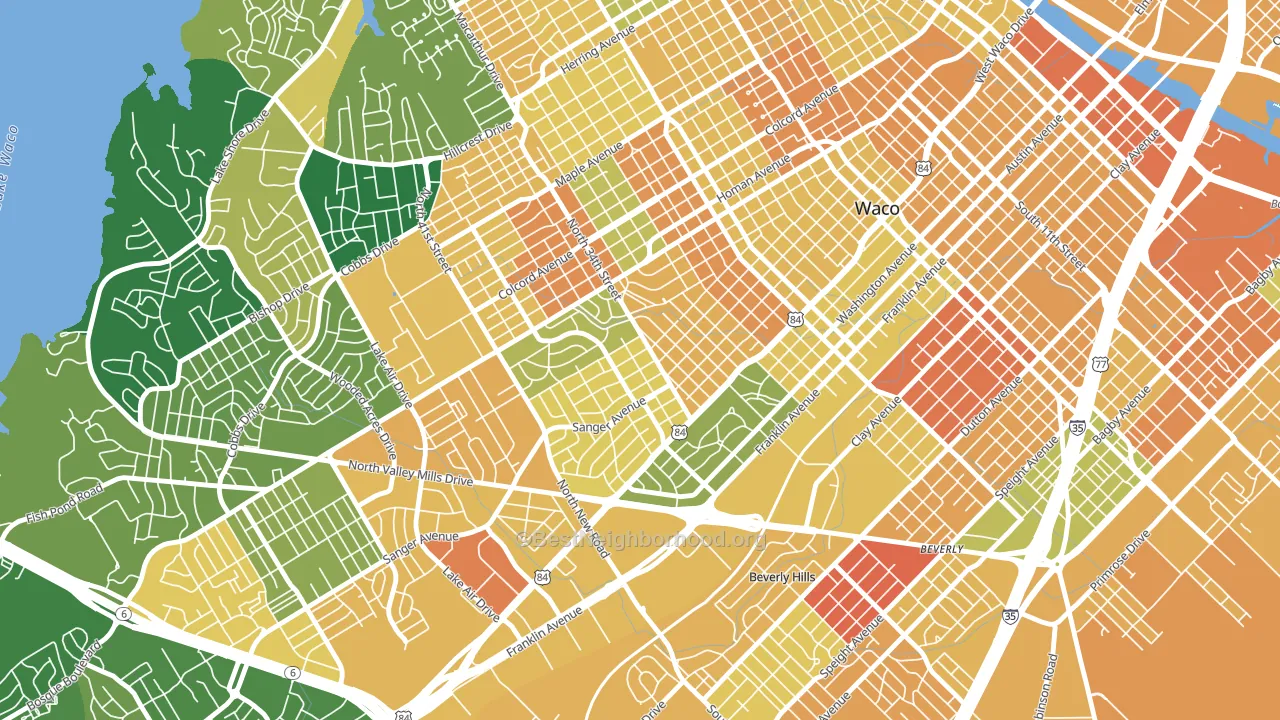 Brookview, Waco, TX block-group voter-turnout map