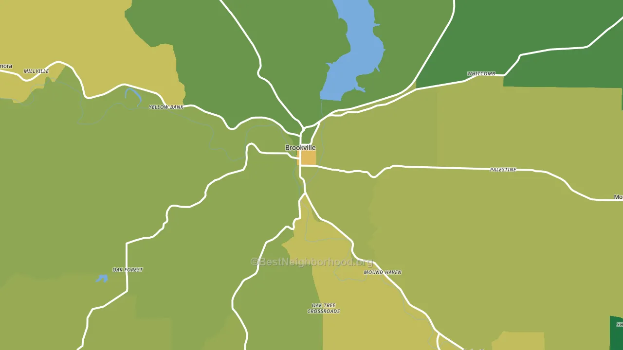 Brookville, IN block-group voter-turnout map