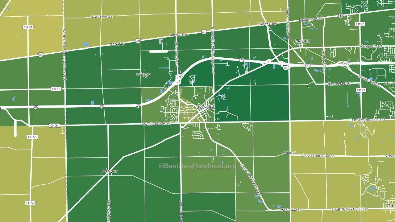 Brookville, OH block-group voter-turnout map