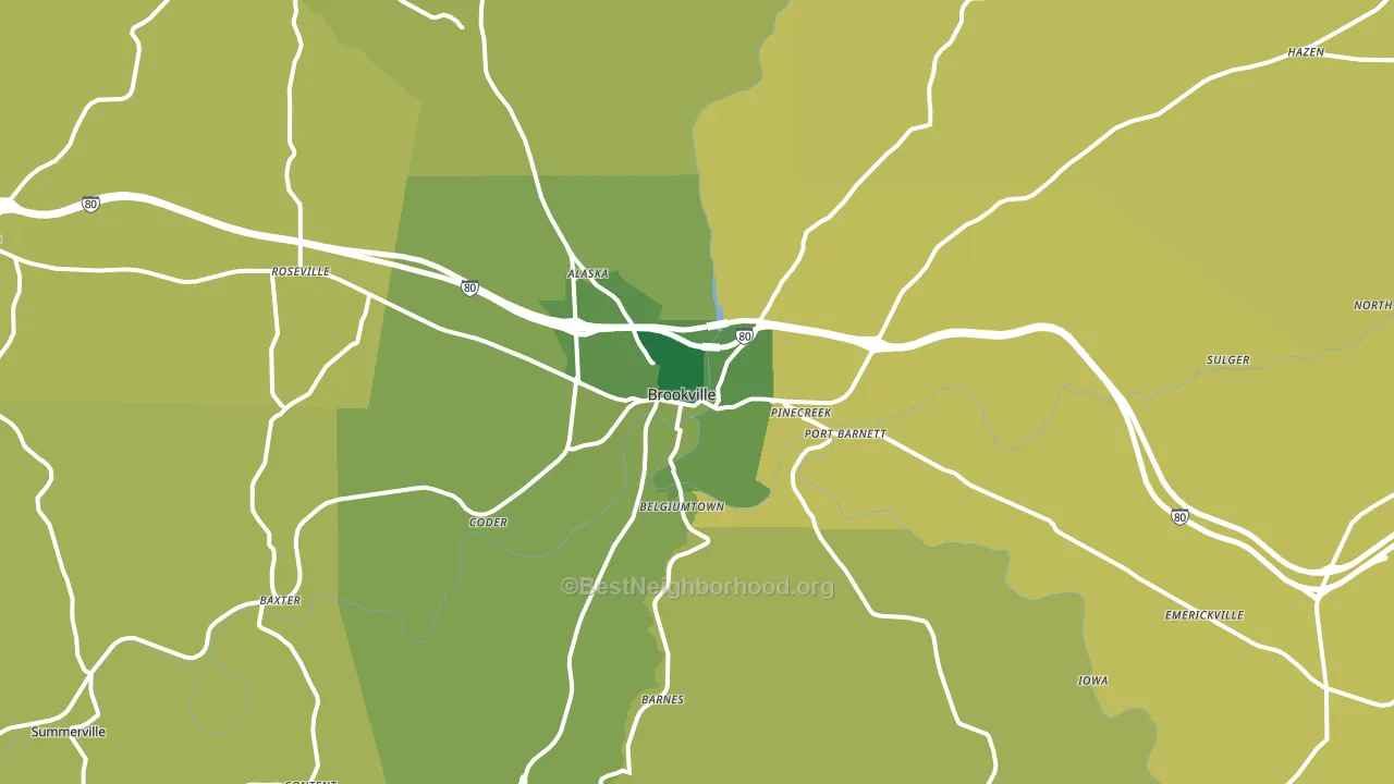 Brookville, PA block-group voter-turnout map