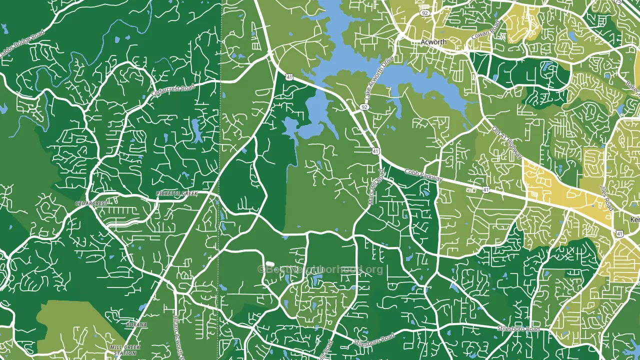 Brookwood, Acworth, GA block-group voter-turnout map