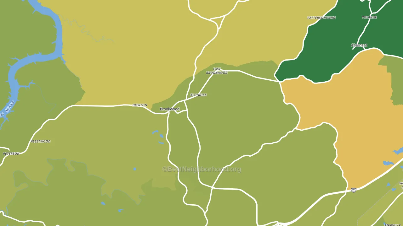 Brookwood, AL block-group voter-turnout map
