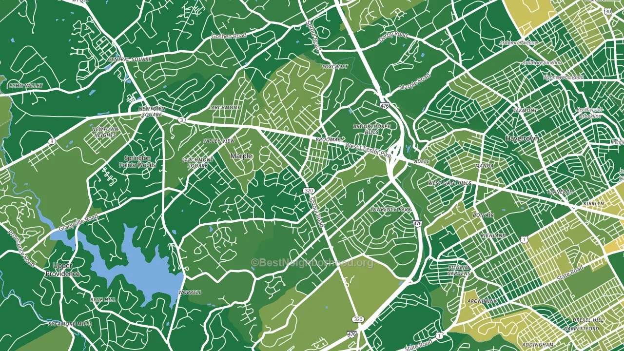 Broomall, PA block-group voter-turnout map