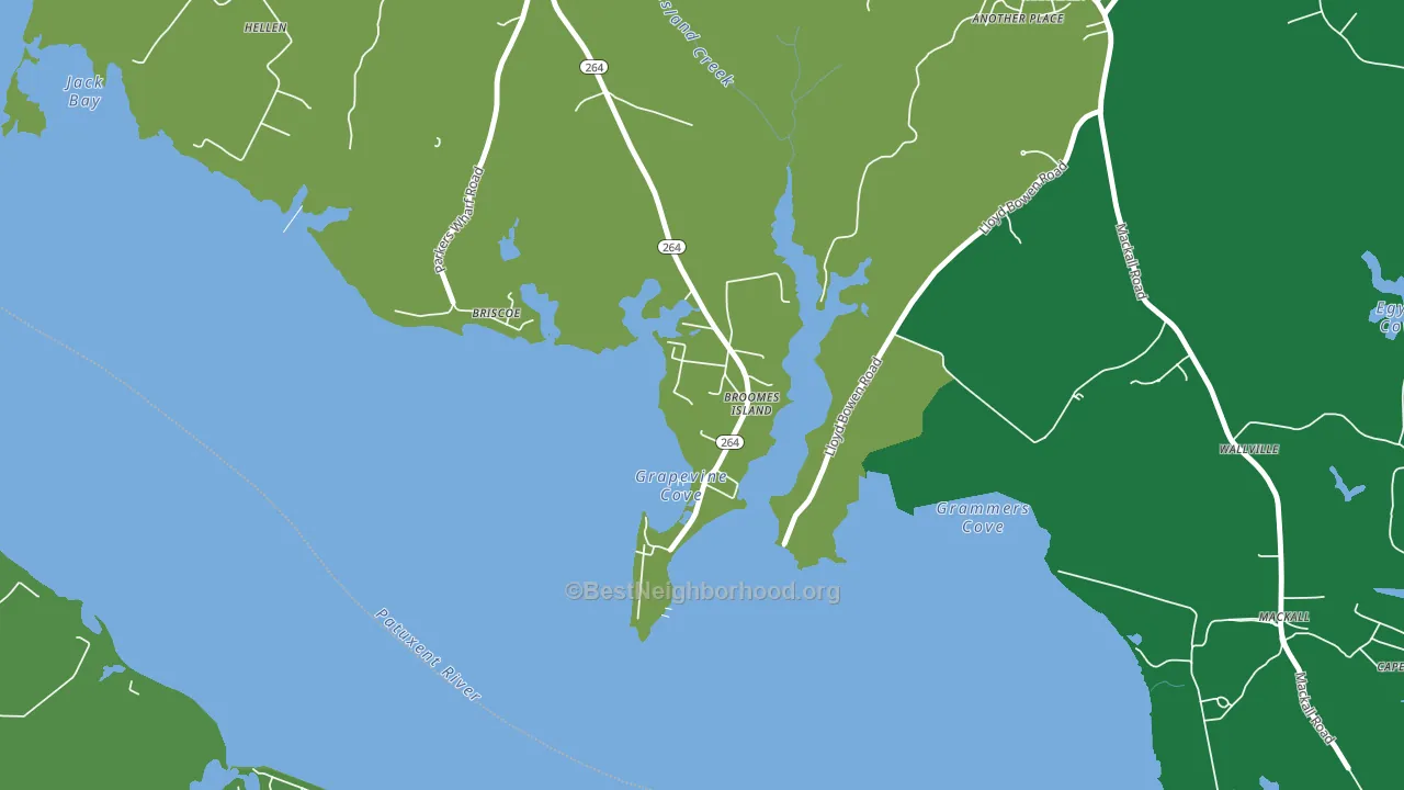 Broomes Island, MD block-group voter-turnout map
