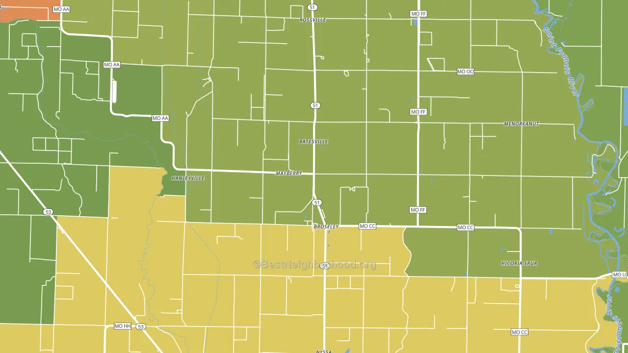 Broseley, MO block-group voter-turnout map