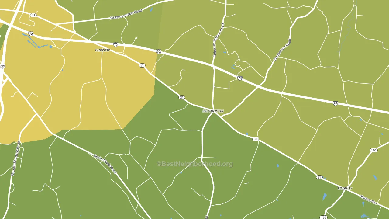 Brotherton, PA block-group voter-turnout map