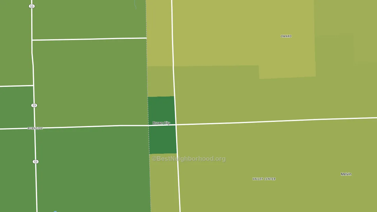 Brown City, MI block-group voter-turnout map