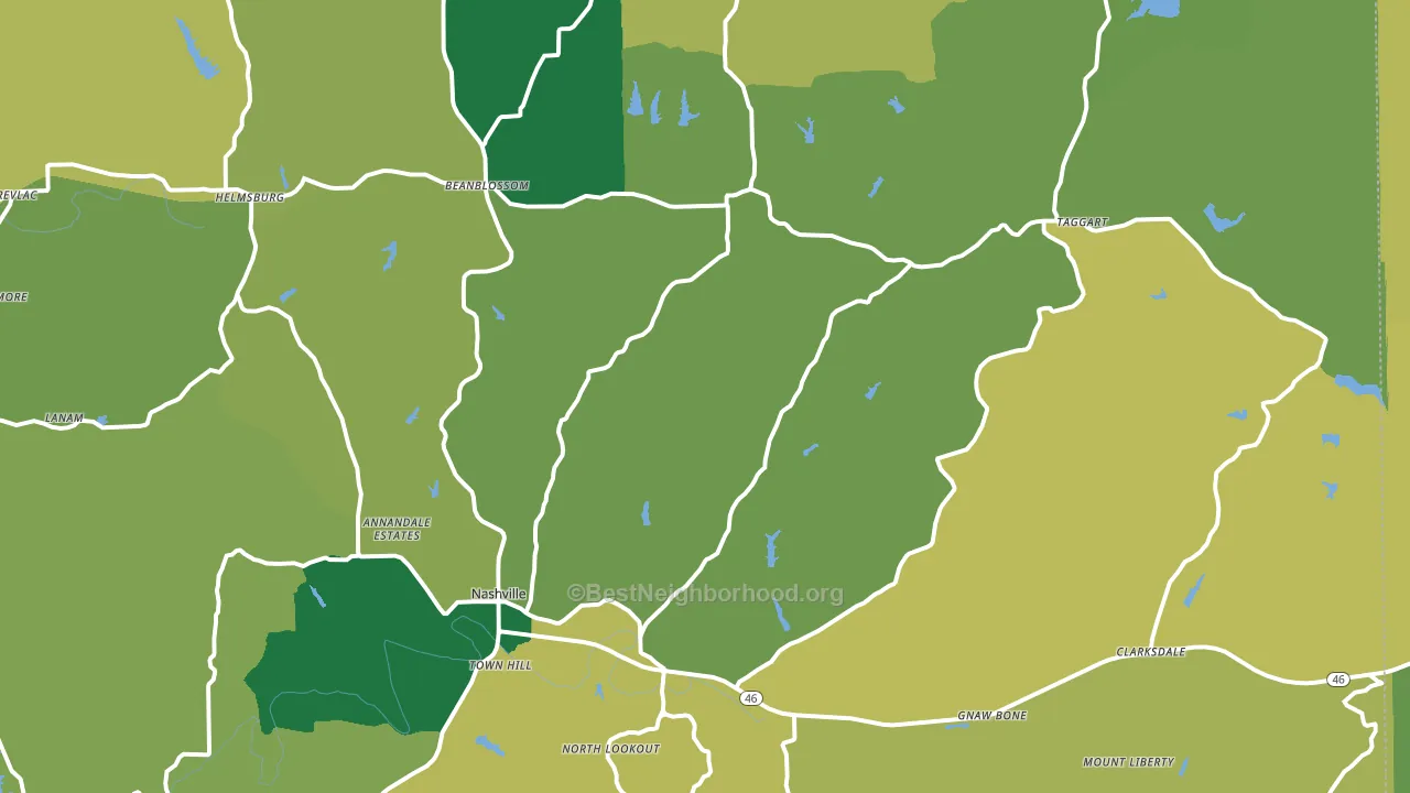 Brown County, IN block-group voter-turnout map