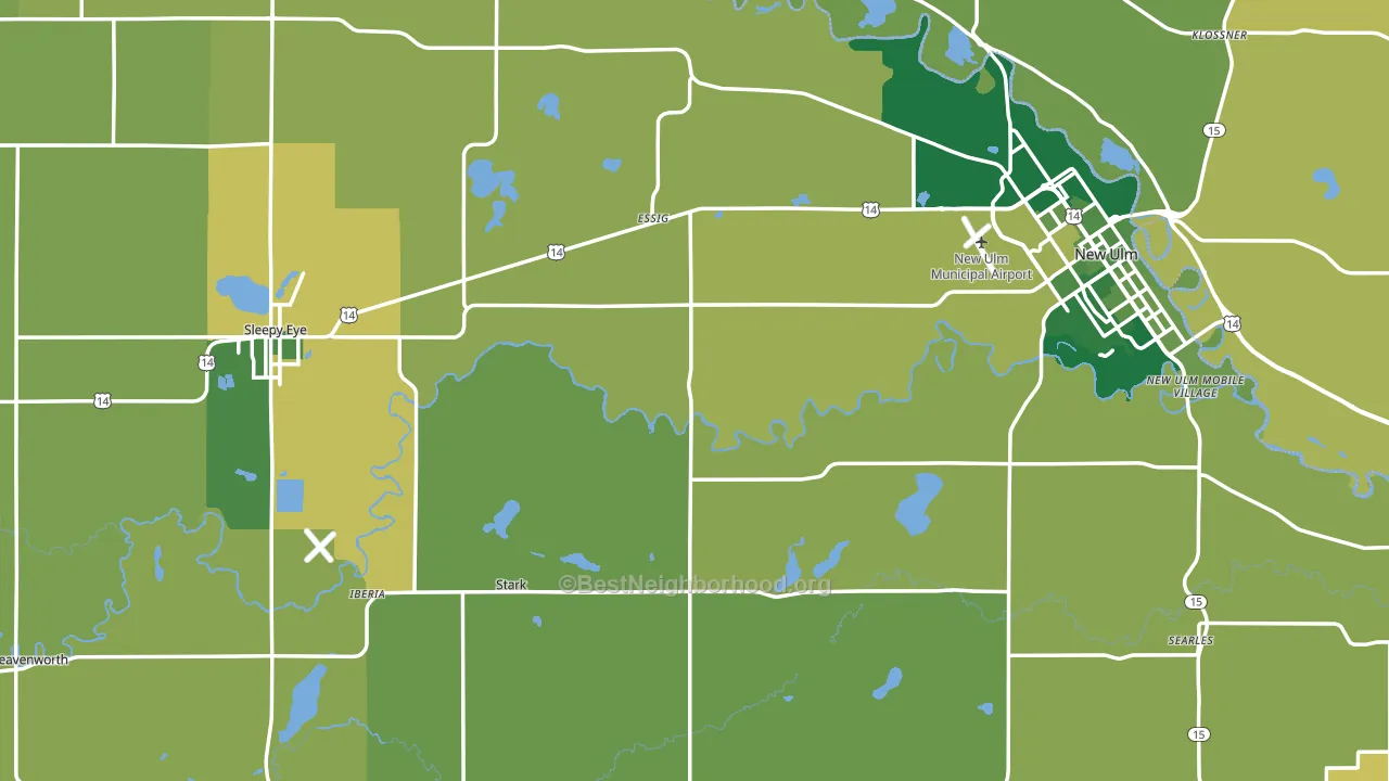 Brown County, MN block-group voter-turnout map