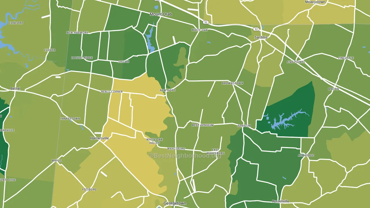 Brown County, OH block-group voter-turnout map