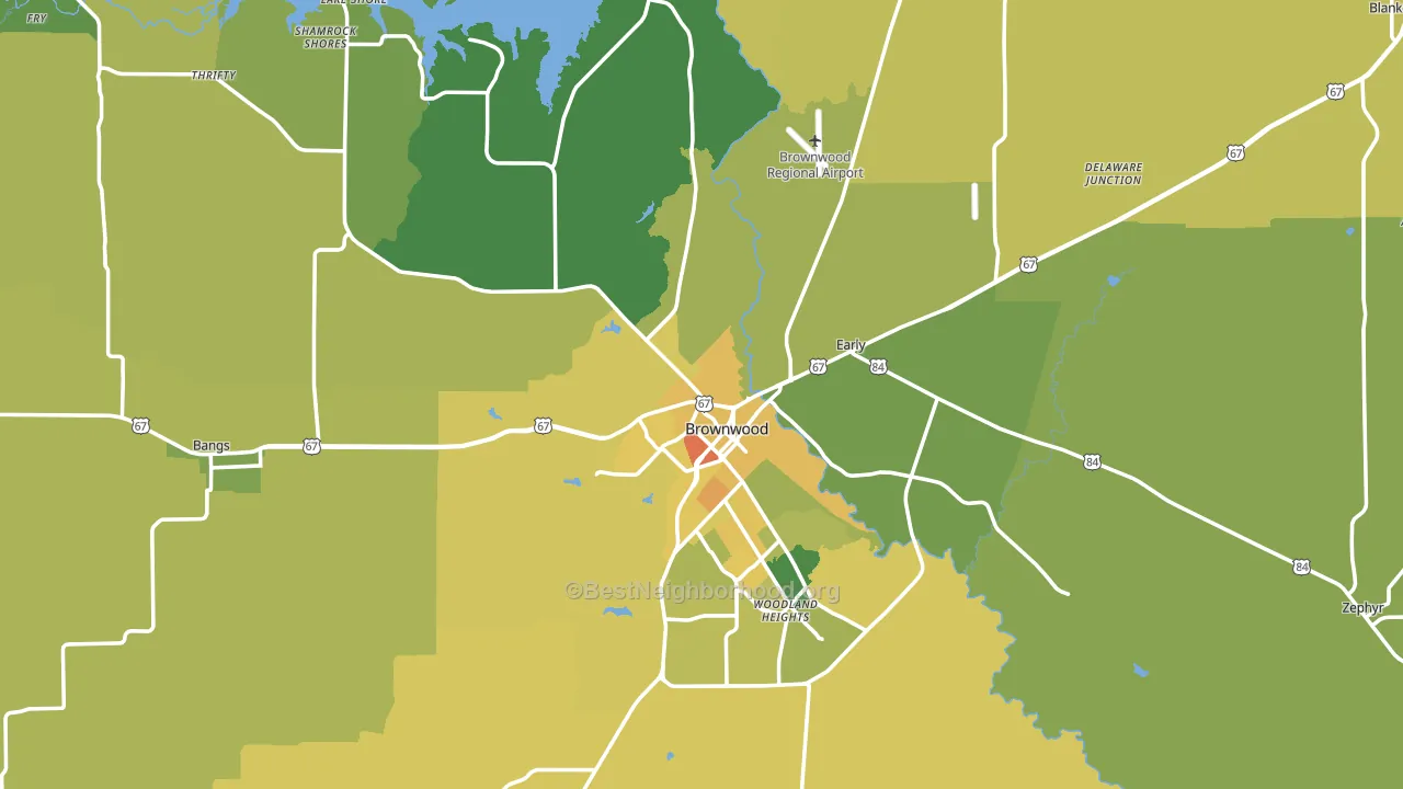 Brown County, TX block-group voter-turnout map