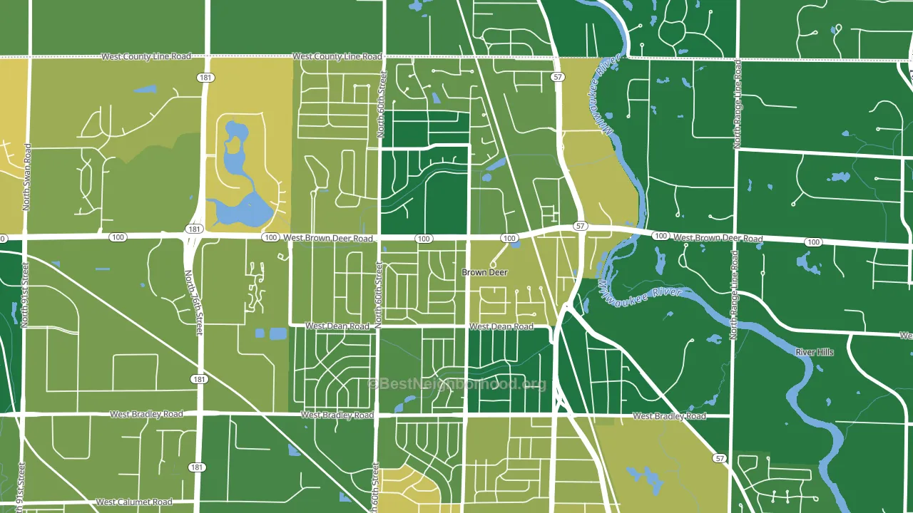 Brown Deer, WI block-group voter-turnout map