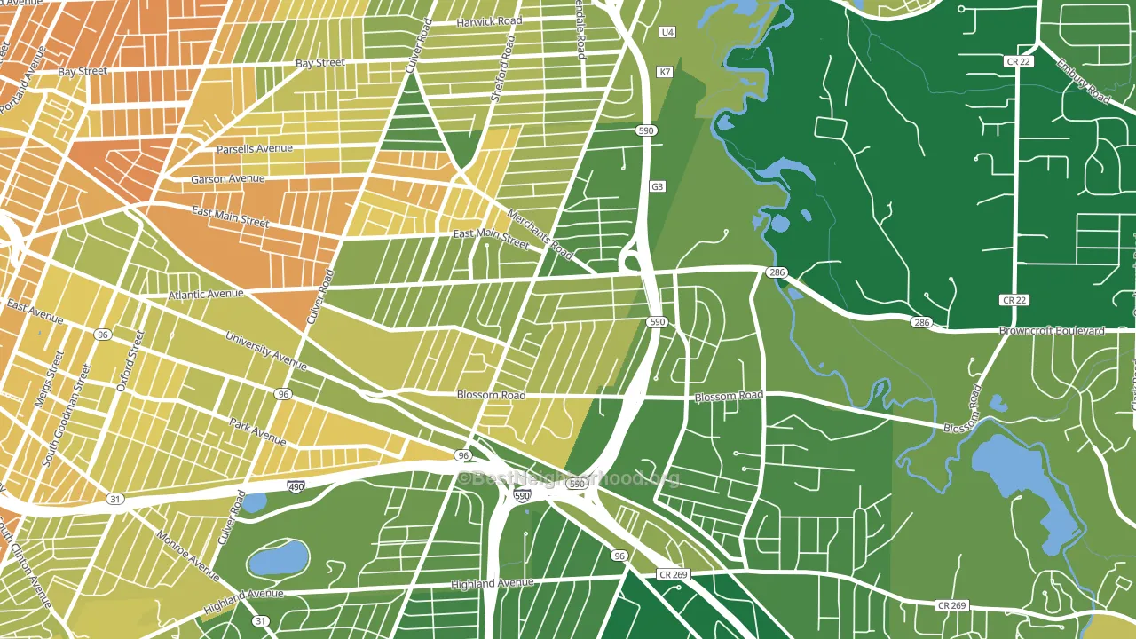 Browncroft, Rochester, NY block-group voter-turnout map