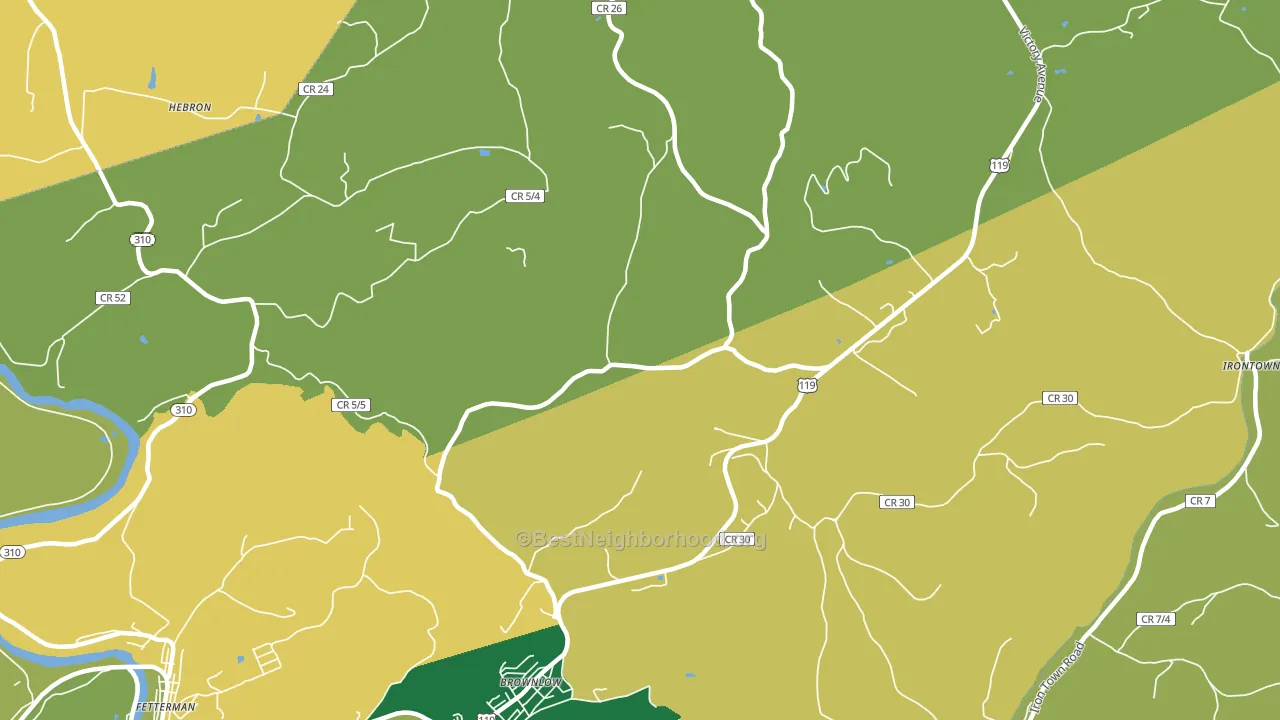 Brownlow, WV block-group voter-turnout map