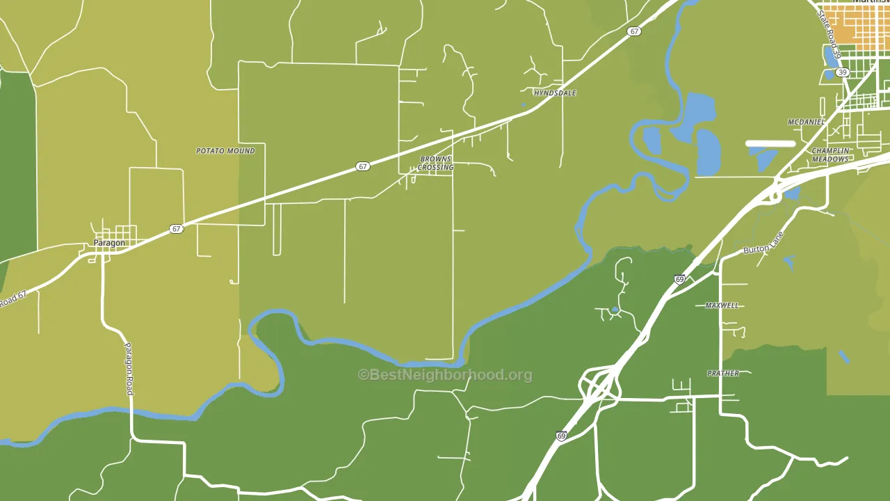 Browns Crossing, IN block-group voter-turnout map