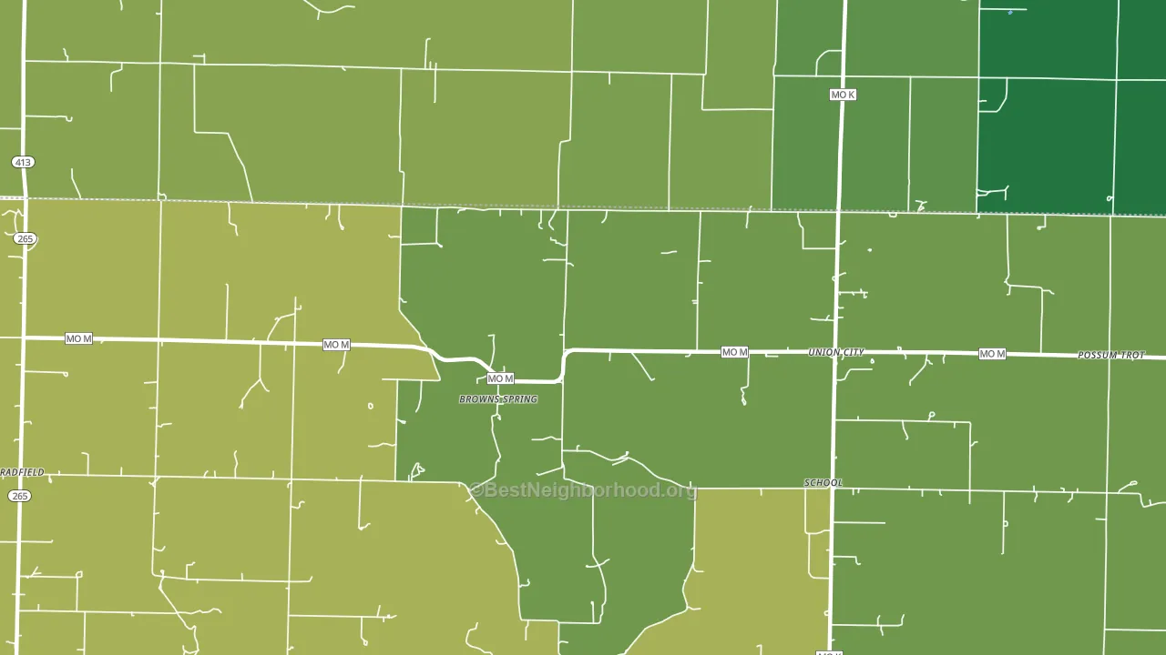 Browns Spring, MO block-group voter-turnout map